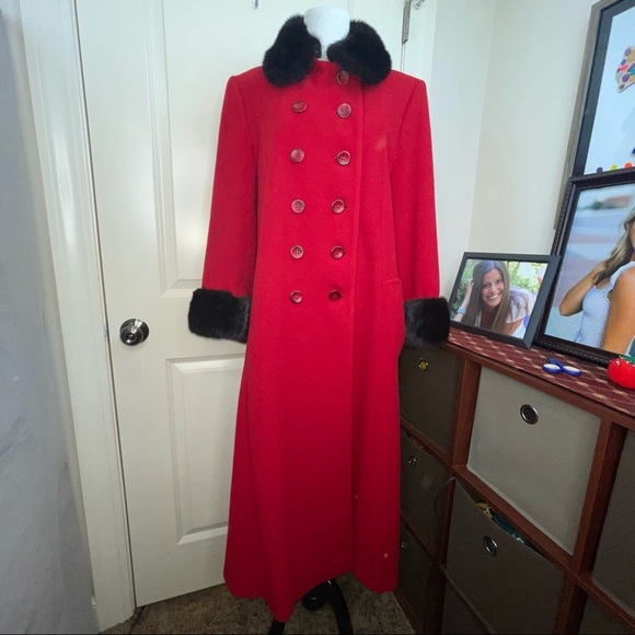 Vintage J. Percy for Marvin Richards Long Wool Coat Genuine Fur 10P - Picture 13 of 17